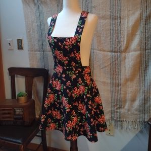 Mini floral overall dress